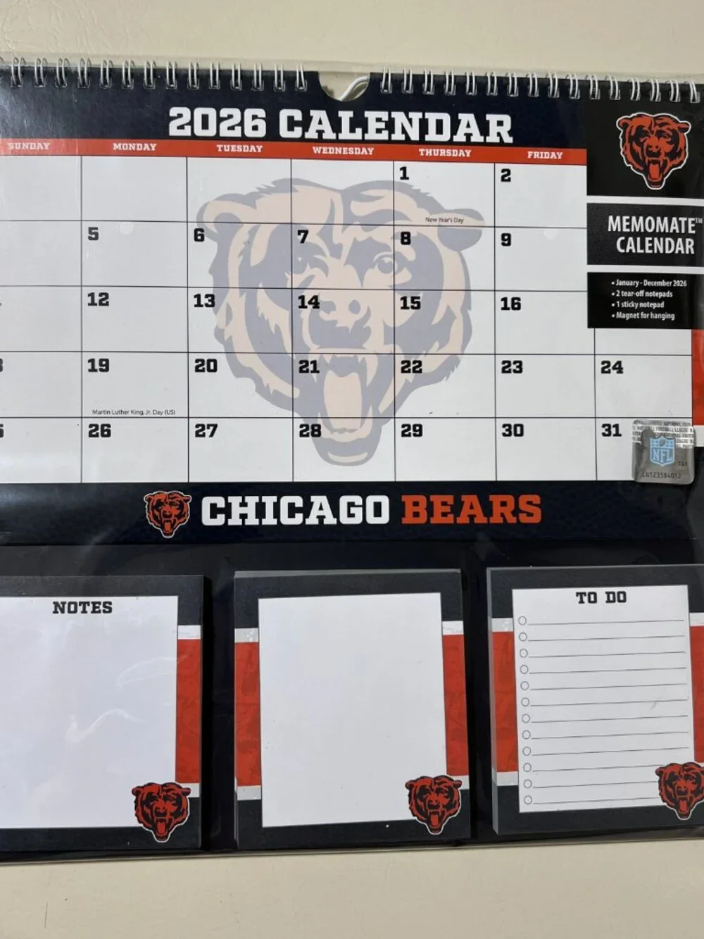 Chicago Bears 2026 Memomate Spiral Calendar, (Paperback)